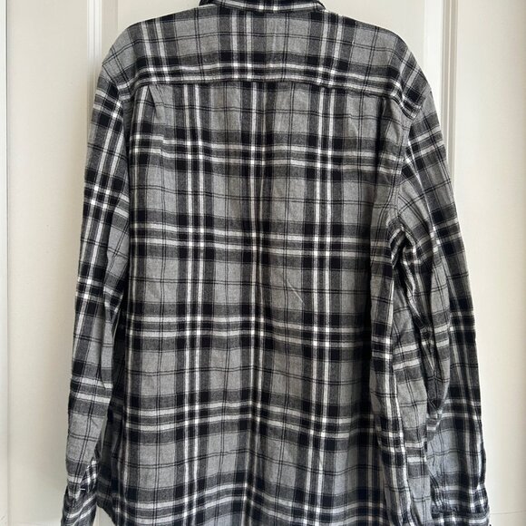 George Men's Flannel Shirt XL Grey Black Soot Plaid Super Soft Outdoor Casual - Picture 8 of 13